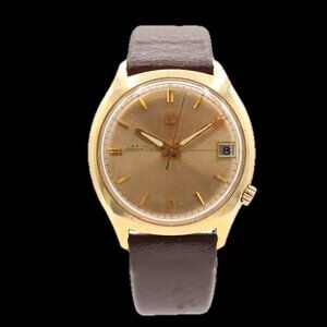 Vintage 34mm 1968 Accutron Men's Tuning Fork Wristwatch 218 Swiss 14k GF